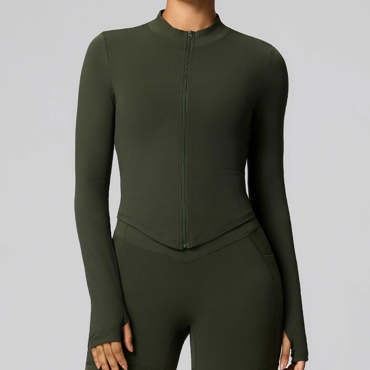 Women's Cropped Athletic Zip-Up Jacket