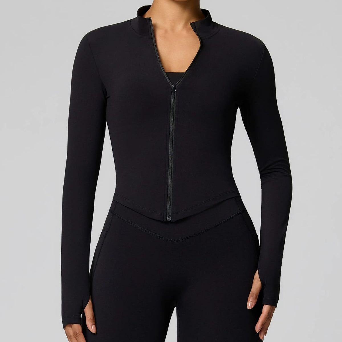 Women's Cropped Athletic Zip-Up Jacket