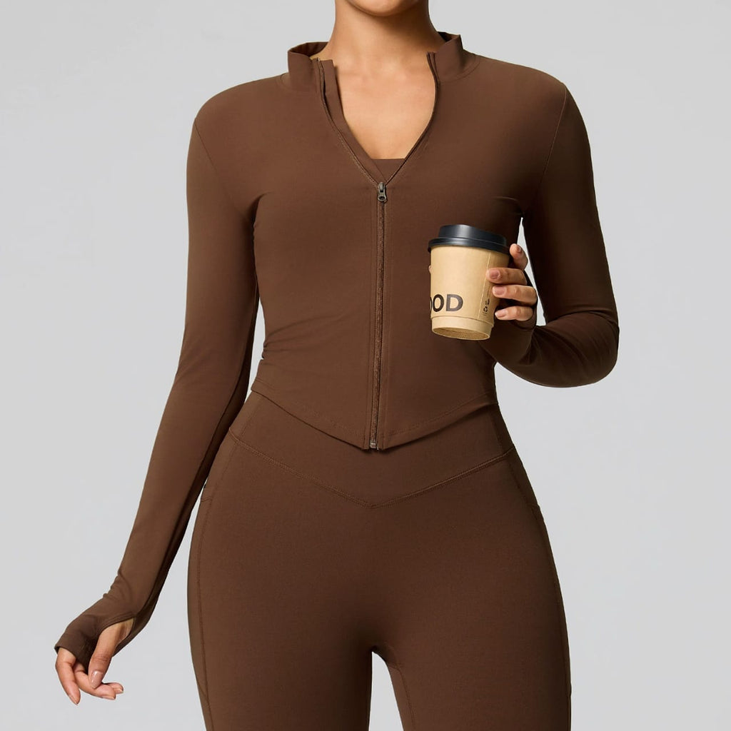 Women's Cropped Athletic Zip-Up Jacket