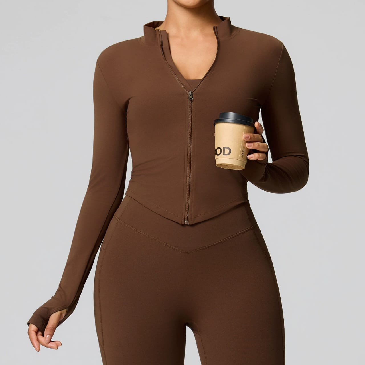 Women's Cropped Athletic Zip-Up Jacket