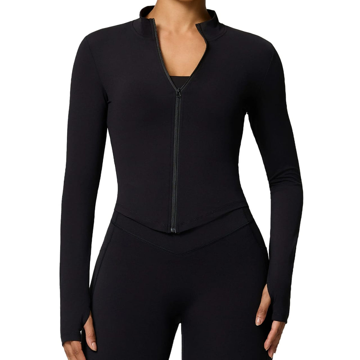 Women's Cropped Athletic Zip-Up Jacket