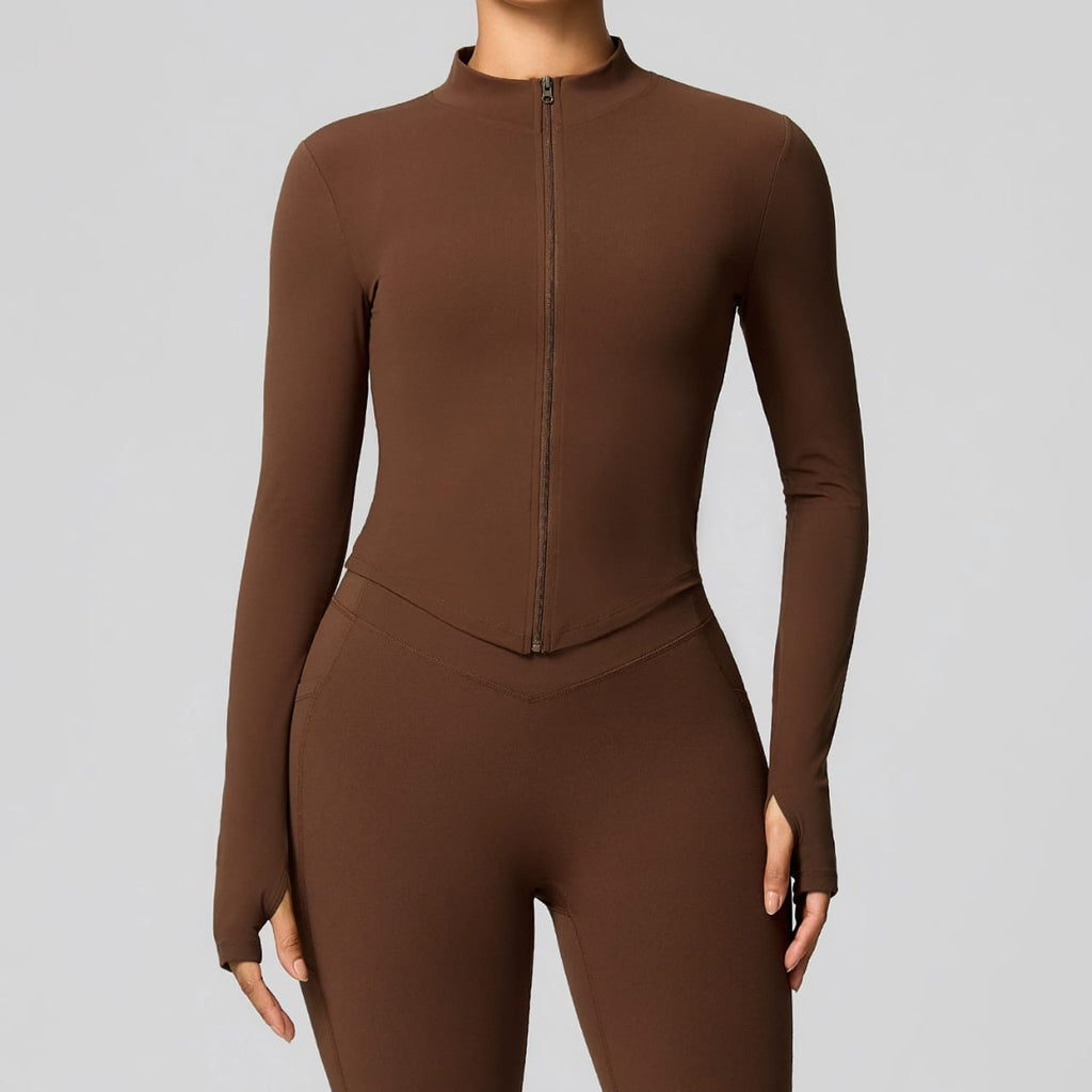 Women's Cropped Athletic Zip-Up Jacket